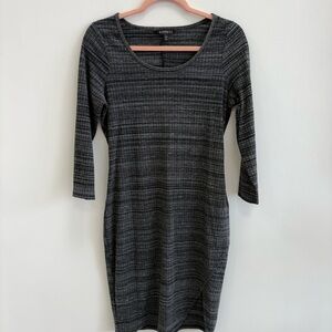 Express Women's Gray Striped Long Sleeve Dress